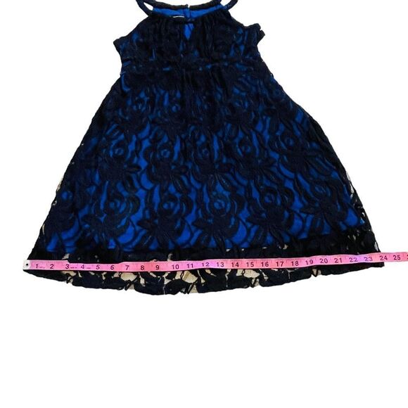 INC International Concepts Blue with Black Lace Overlay Midi Dress - PS - Picture 14 of 16